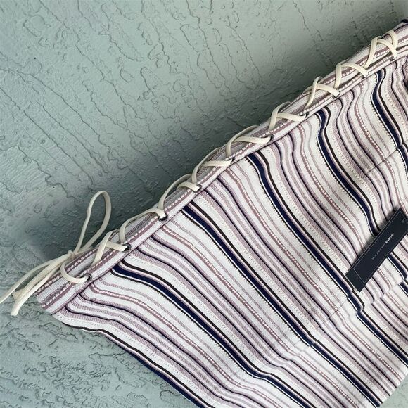 BCBGMaxAzria Women's Pink Striped Lace-Up Mini Skirt Size L - Picture 5 of 10